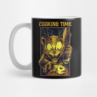 Cooking Time Cat Fish Illustration Mug